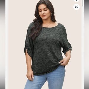 BloomChic Boat Neck Gathered Dolman Sleeve T-shirt us12